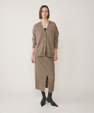 GRACE CONTINENTAL フィルムヤーンニットカーディガン ベージュ