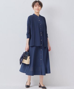 組曲 L 【冷房対策】パウダリージョーゼットカーディガン ネイビー系