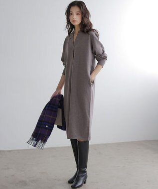 組曲 L キーネックニット ワンピース ベージュ系