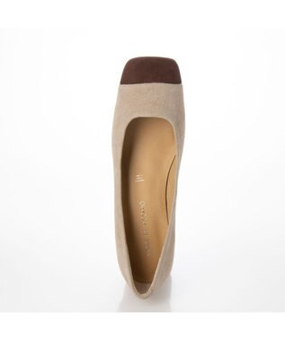 MODE ET JACOMO 異素材コンビスクエアトゥパンプス ベージュスエード