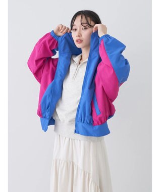 earth music&ecology コクーンギャザー切替ブルゾン Deep Blue