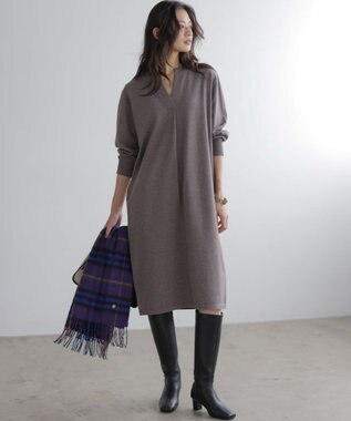 組曲 L キーネックニット ワンピース ベージュ系