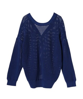 AMERICAN HOLIC ２ＷＡＹメッシュ編みニットカーディガン Blue