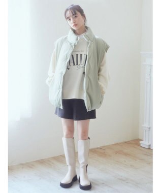 earth music&ecology パファーベスト Light Green