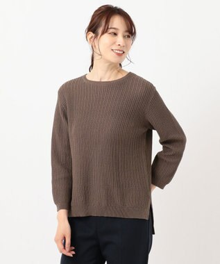 J.PRESS LADIES L 【洗える】コットン地柄 ニット モカ