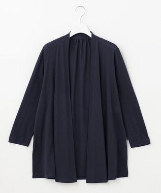 自由区 【保湿性/吸湿性/吸水速乾/接触冷感/UVケア】ハンディカーディガン ロング ネイビー系