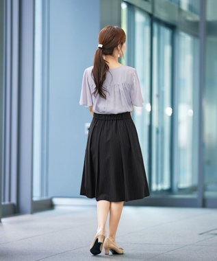 Tiaclasse 【洗える】シフォンフレアスリーブブラウス グレー