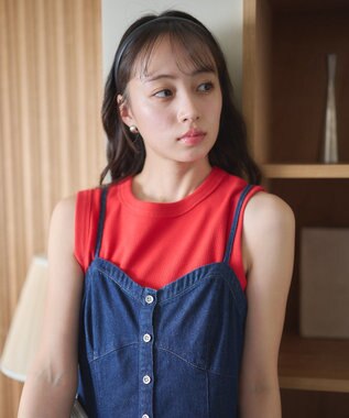 earth music&ecology リブタンクトップ Red