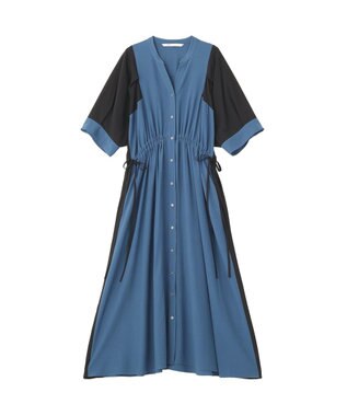 YECCA VECCA 配色デザインシャツワンピース Blue