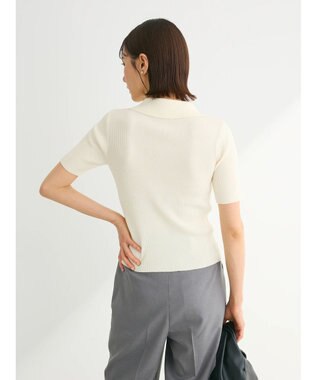 Green Parks ５分袖衿付きＺｉｐプルオーバー Ecru