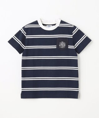 J.PRESS KIDS 【140-170cm】ハウス刺繍ボーダー Ｔシャツ ネイビー系1