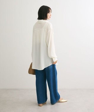 Green Parks ・ＳＵＧＡＲ　ＳＰＯＯＮ　サテンオーバーシャツチュニック Off White