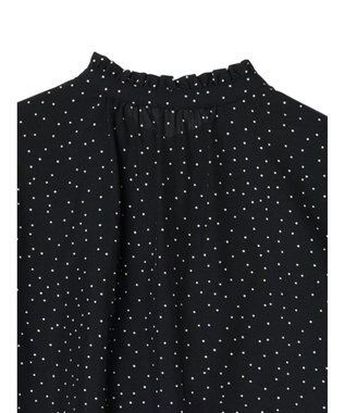 Green Parks ＢＰ　ケア楽　スタンドフリルブラウス Dot Black