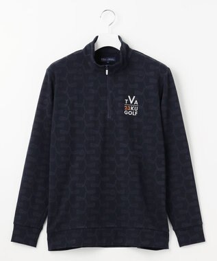 23区GOLF 【MEN】【吸湿発熱】クラブ柄 ハーフジップ ネイビー系