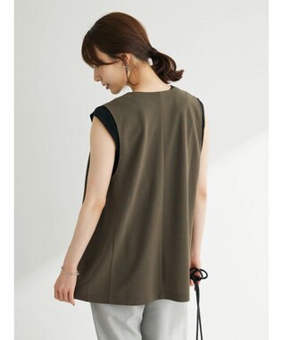 Green Parks 着流しカットジョーゼットジレ Khaki