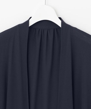 自由区 【保湿性/吸湿性/吸水速乾/接触冷感/UVケア】ハンディカーディガン ロング ネイビー系