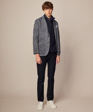 JOSEPH ABBOUD 【キングサイズ・快適な着心地・イージーケア】カノコダブルフェイス ハイネック ZIP プルオーバー ネイビー系