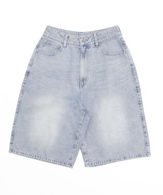 WEGO 【紐で調節可能】スーパーバギーデニムショーツ デニム淡色