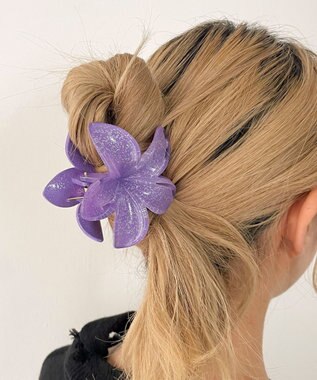 WEGO Lラメフラワーバンス パープル