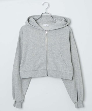 WEGO ショートジップパーカー 杢グレー