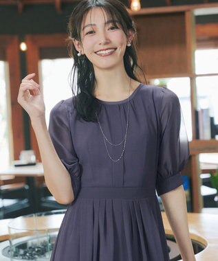 Tiaclasse 【新色追加】シフォンワンピース チャコールグレー