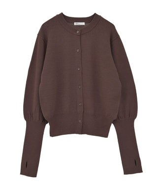 CRAFT STANDARD BOUTIQUE ロング袖リブコンパクトニットカーディガン Brown