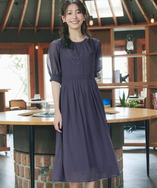 Tiaclasse 【新色追加】シフォンワンピース チャコールグレー