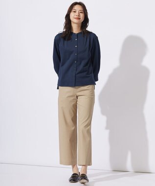 J.PRESS LADIES 【WEB限定カラーあり】ストライプジャカード バンドカラー カットソー ネイビー系