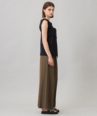 ICB L 【接触冷感・UVケア・速乾・洗える】シルクエステルタフタ ワイドパンツ カーキ系