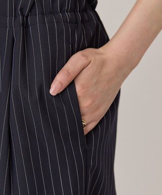 AMERICAN HOLIC 【マルチ機能】Wウエストパンツ Stripe Navy