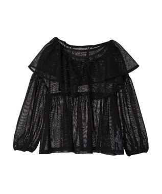 earth music&ecology マルチｗａｙカラーメッシュブラウス Black