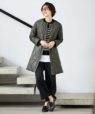 J.PRESS LADIES S 【洗える】LANTECシャークスキン セミワイド パンツ ネイビー系