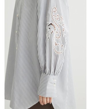 Green Parks 袖刺繍シャツチュニック Gray