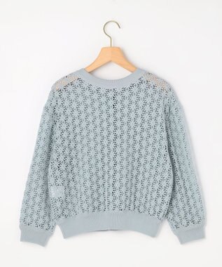 組曲 【先行予約・前後着用可】コットンフラワーレーシー カーディガン ダスティブルー系