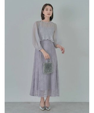 earth music&ecology ＳＥＴ２点　シースルーブラウス付きキャミワンピース Grayish Blue