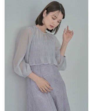 earth music&ecology ＳＥＴ２点　シースルーブラウス付きキャミワンピース Grayish Blue