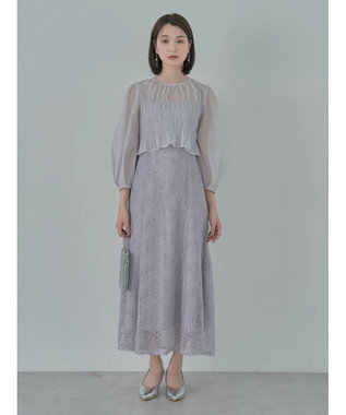 earth music&ecology ＳＥＴ２点　シースルーブラウス付きキャミワンピース Grayish Blue