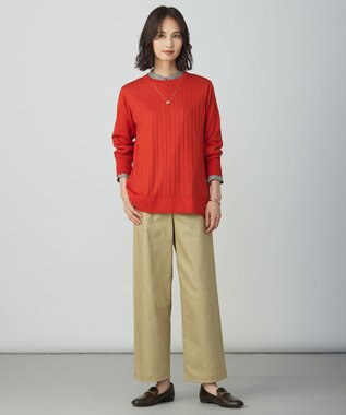 J.PRESS LADIES WORETED WOOL BLEND クルーネック ニット オレンジ系