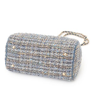 23区 GIOLICAツイード シリンダー ショルダーバッグ ブルーミックス