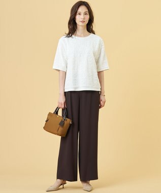 J.PRESS LADIES L 【セットアップ対応・人気素材】Light ジョーゼット イージー パンツ ダークブラウン系