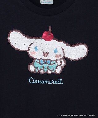 ANY KIDS 【サンリオキャラクターズ×ANY KIDS】ひんやり ミラクルスパンコール Tシャツ シナモロール×ネイビー