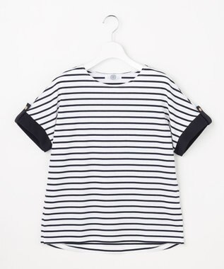 J.PRESS LADIES L 【一枚で着映え】バイカラーボーダー クルーネック カットソー