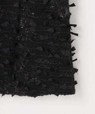 自由区 【カトリエムブーケ】Tweed a fleurs et rubans リボンツイードスカート ブラック