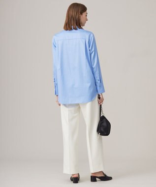 ICB 【洗える】 コットンサテンシャーティング シャツ サックスブルー系