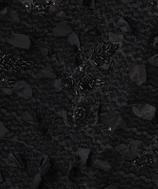 自由区 【カトリエムブーケ】Tweed a fleurs et rubans リボンツイードスカート ブラック