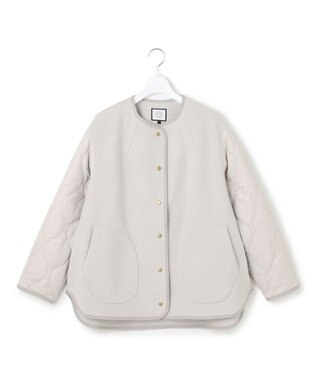 J.PRESS YORK STREET 【WOMEN】キルト×ジャージ ブルゾン ライトグレー系