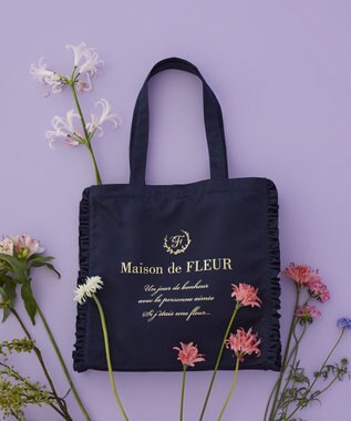 Maison de FLEUR サテンフリルスクエアトートバッグ