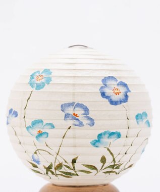 ちょうちん堂 【あかり道】〈手書絵付〉ブルーポピー ちょうちん ライト ホワイト