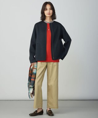 J.PRESS LADIES WORETED WOOL BLEND クルーネック ニット オレンジ系