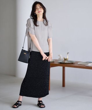 ANY L 【ウエストゴム】プリーツアイラインスカート ブラック